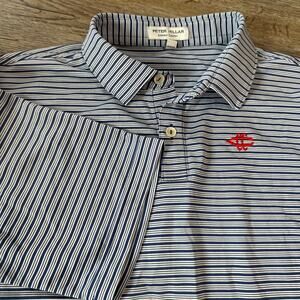 Peter Millar Summer Comfort Polo Boys XL 13/14 Short Sleeve Striped Blue Golf